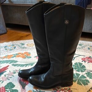 Frye Melisa Button ll Black Over the Knee Boots Sleek Leather Design